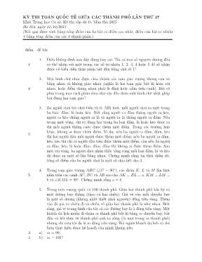 Đề thi toán quốc tế giữa các thành phố lần thứ 37 khối trung học cơ sở, kỳ thi cấp độ O, mùa thu 2015